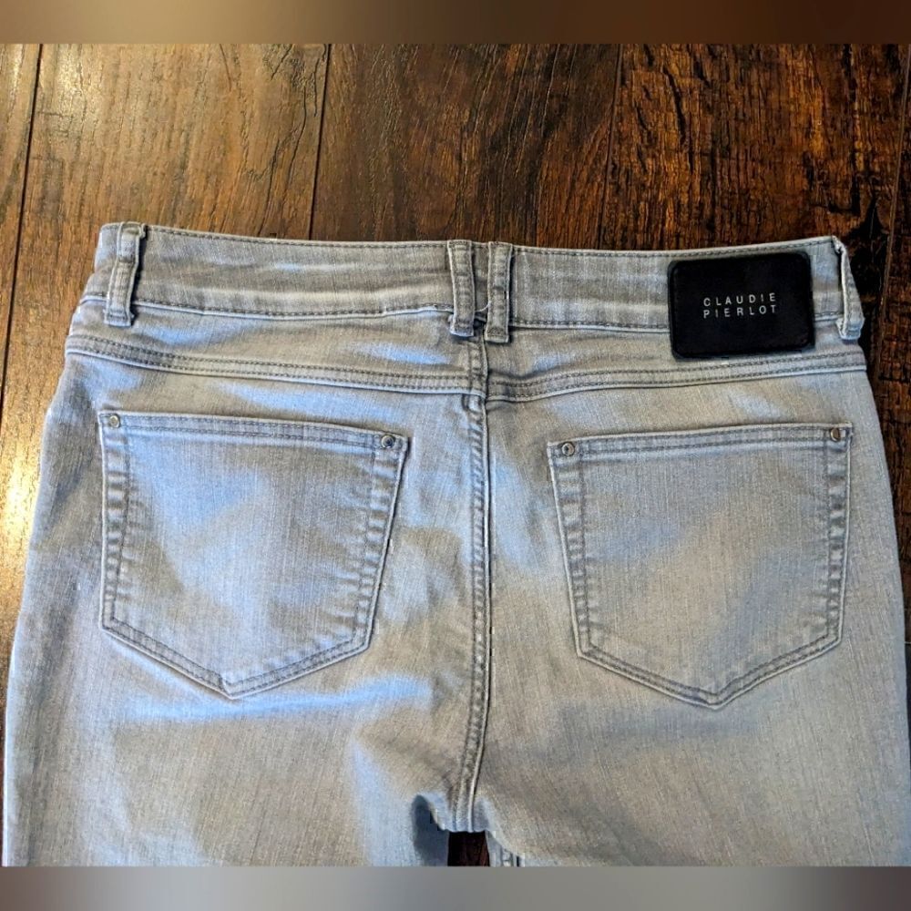 3/$30 EUC Claudie Pierlot 38 Light Grey Stretch Skinny Jeans - Picture 4 of 9